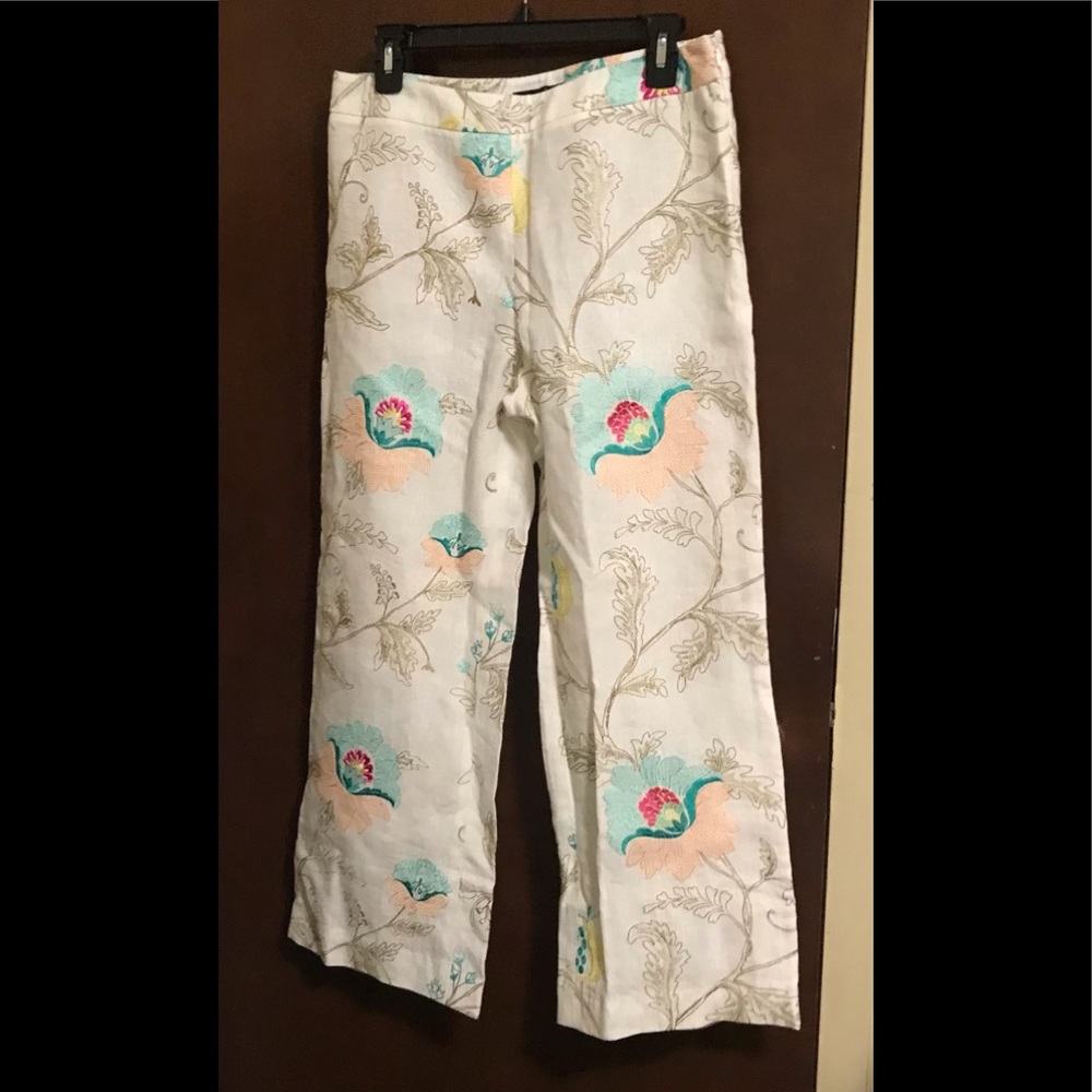 Pants machine embroiderSize 04. 27 1/2 inches inseam.10inches wide at bottom